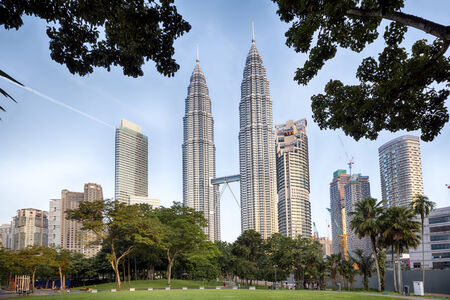 Petronas Towers and KLCC Park in Kuala Lumpur のeditorial素材