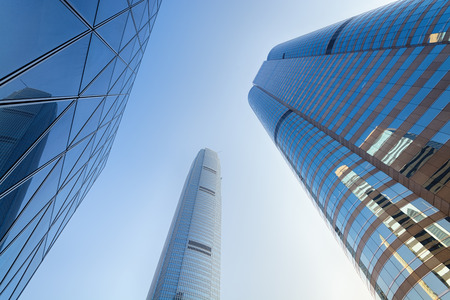 Hong Kong, Hong Kong SAR -November 16, 2014:  One and Two Exchange Square and IFC  in the Central District. One and Two Exchange Square are home of the Hong Kong Stock Exchange.のeditorial素材