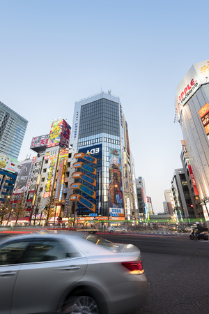 Tokyo, Japan -January 8, 2016: Cityscape of Akihabara district in Tokyo. Akibahara is otaku cultural center and a shopping district for video games, anime, manga, and computer goods.のeditorial素材