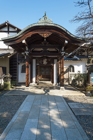 Tokyo, Japan - January 09, 2016: Nansenji temple at Yanaka, Tokyo .Yanaka  is one of the few districts in Tokyo where the shitamachi atmosphere, an old town ambience  of Tokyo still survives.のeditorial素材