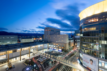 Nagano, Japan - December 27, 2015: Naganois the capital city of Nagano Prefecture, is located in the northern part of the prefecture near the confluence of the Chikuma and the Sai rivers, on the main Japanese island of HonshÃÂ«.のeditorial素材