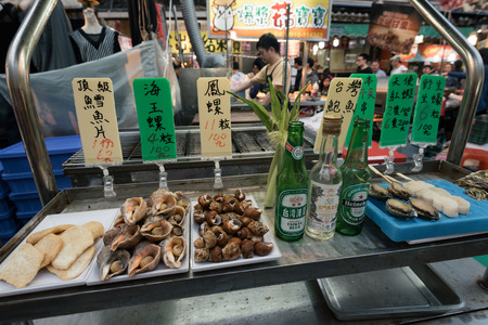 Taipei, Taiwan - April 4, 2017: Raohe Street Night Market, Taipei, Taiwan.It is one of the oldest night markets in Songshan District, Taipei, Taiwan.のeditorial素材