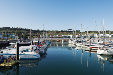 Albufeira, Portugal - April 14: luxury Yachts and motorboats at the Albufeira Marina, Albufeira, Algarve, Portugalのeditorial素材
