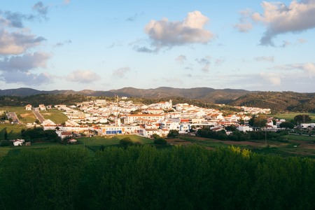 Aljezur, Portugal - April 29: Elevated view of Aljezur town in Algarve, Portugal の写真素材