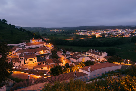 Aljezur, Portugal - April 26: Night view of Aljezur town in Algarve, Portugal のeditorial素材
