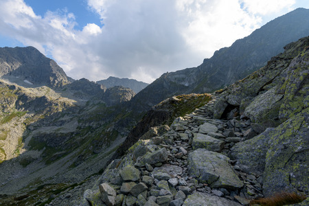 Hiking trail in the High Tatra near Morskie Okoの写真素材