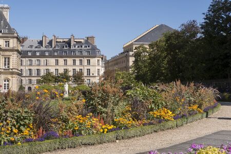 Paris, France - Sept 04, 2019: Luxembourg Palace with flowers. Paris, France.のeditorial素材
