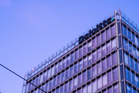 Bucharest, Romania - Dec 15, 2019: Infosys and deloitte HQ in Bucharest, Romania.のeditorial素材