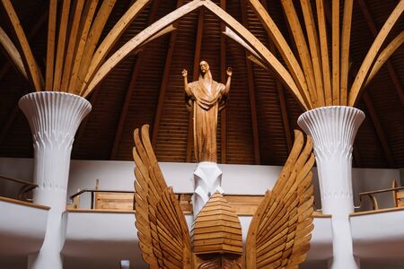 Miercurea Ciuc, Romania - Dec 09, 2019: inside of the Roman Catholic church (designed by Imre...