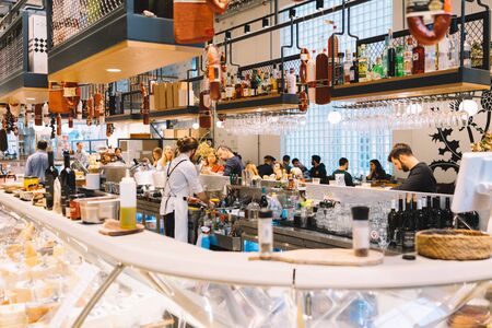 Athens, Greece - Dec 21, 2019: Ergon House an upscale restaurant and food market in  Athens, Greece.のeditorial素材