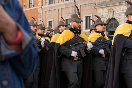 Vatican City, 25th December, 2019. The Military Corps parade during the Holy Mass in St. Peter's Square in Vatican City to celebrate the traditional 'Urbi et Orbi' of Christmas. During the ceremony, Pope Francis blessed the faithful and talked about the hのeditorial素材