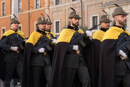Vatican City, 25th December, 2019. The Military Corps parade during the Holy Mass in St. Peter's Square in Vatican City to celebrate the traditional 'Urbi et Orbi' of Christmas. During the ceremony, Pope Francis blessed the faithful and talked about the hのeditorial素材