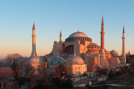 Turkey Istanbul Elevated view of the Hagia Sophia Mosqueの写真素材
