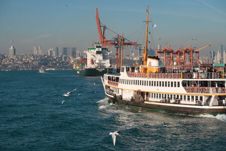 Istanbul, Turkey - Jan 11, 2020: Ferry Boat on the Bosphorus , Istanbul, Turkey.のeditorial素材
