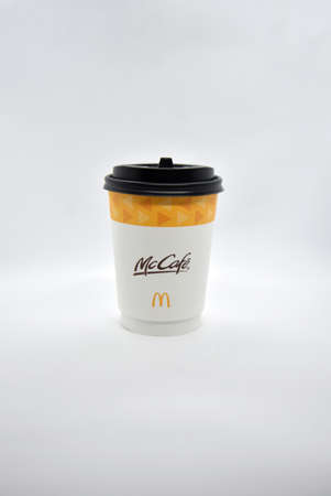 Temerloh, Pahang, Malaysia : 11st February 2021 - 'McCafe' Hot Latte with Espresso with white...