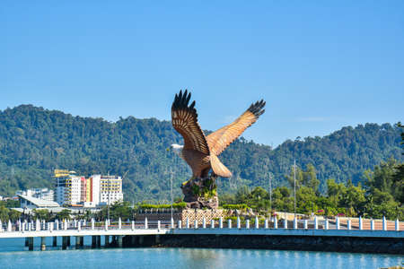 Langkawi Island, Kedah, Malaysia : Eagle monument from side with beautiful nature view.