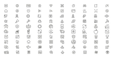 Mega set of icons in trendy line style. ui ux, ecology, real estate, transport, Business, ecommerce, finance, accounting. Big set Icons collection. Vector illustrationのイラスト素材