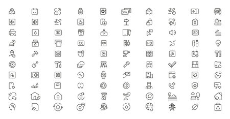 Mega set of icons in trendy line style. ui ux, ecology, real estate, transport, Business, ecommerce, finance, accounting. Big set Icons collection. Vector illustrationのイラスト素材