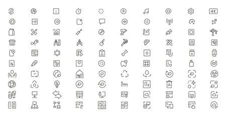 Mega set of icons in trendy line style. ui ux, ecology, real estate, transport, Business, ecommerce, finance, accounting. Big set Icons collection. Vector illustrationのイラスト素材