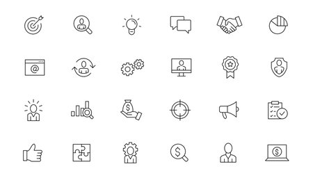 Business and management line icons set. Management icon collection. Vector illustratorのイラスト素材