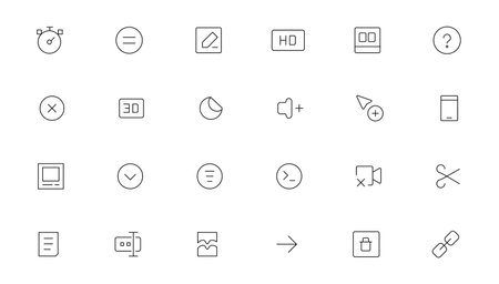 Pixel Perfect. Basic User Interface Essential Set. Line Outline Icons. For App, Web, Print. Editable Stroke. Pixel Stroke Wide with Round Cap and Round Cornerのイラスト素材