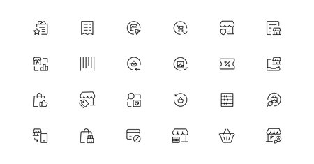 E-commerce, online shopping and delivery elements - minimal thin line web icon set. Outline icons collection. Simple vector illustration.のイラスト素材