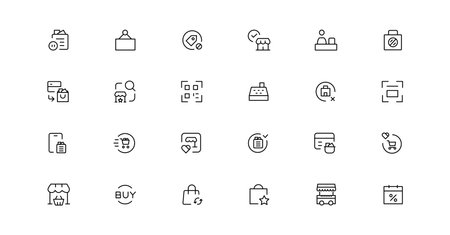 E-commerce, online shopping and delivery elements - minimal thin line web icon set. Outline icons collection. Simple vector illustration.のイラスト素材