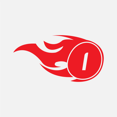 Modern letter I design template. Burning flame design vector illustration.のイラスト素材