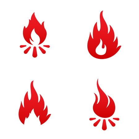 Set of Fire Vector template, firewood logo vector illustrationのイラスト素材
