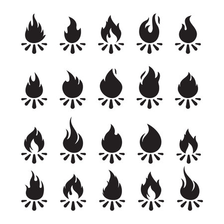 Set of Fire Vector template, firewood logo vector illustrationのイラスト素材