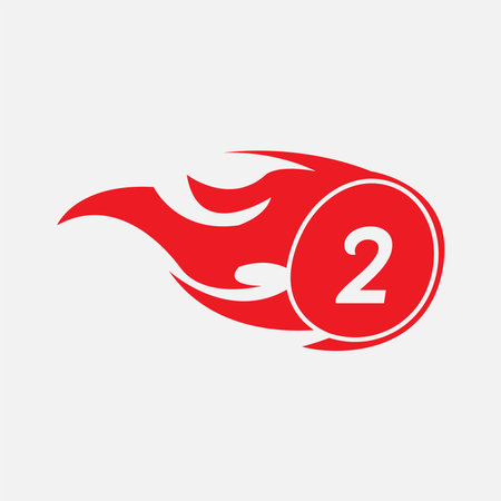 Modern letter 2 design template. Burning flame design vector illustration.のイラスト素材