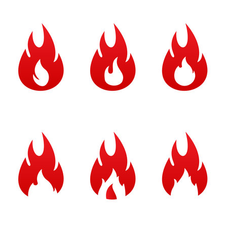 Set of Fire Vector template, firewood logo vector illustrationのイラスト素材