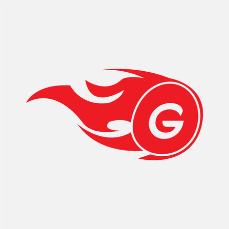 Modern letter G design template. Burning flame design vector illustration.のイラスト素材