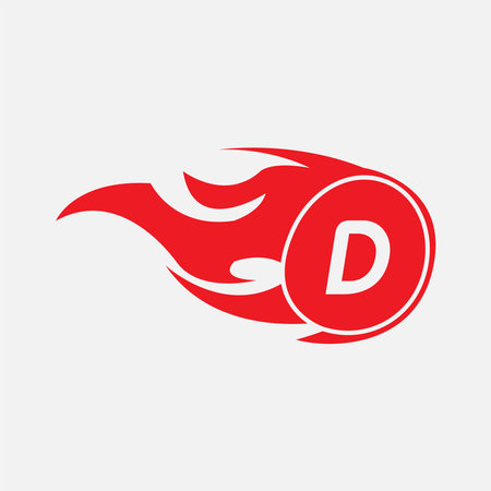 Modern letter D design template. Burning flame design vector illustration.のイラスト素材