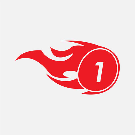 Modern letter 1 design template. Burning flame design vector illustration.のイラスト素材