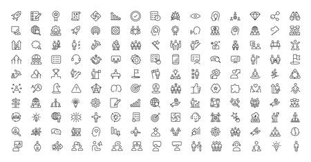 People and teamwork line icons collection. Big icon set in a flat design. Thin outline icons packのイラスト素材