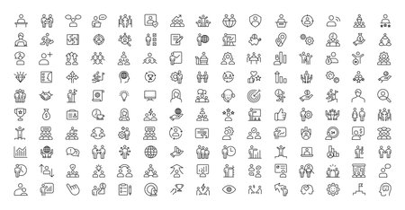 People and teamwork line icons collection. Big icon set in a flat design. Thin outline icons packのイラスト素材