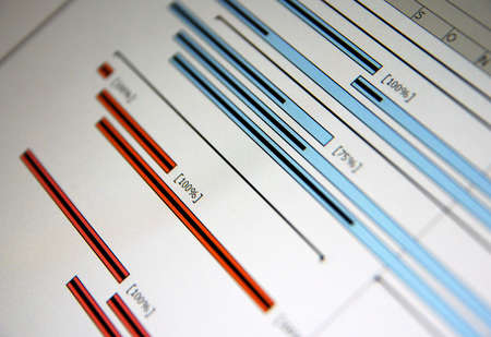A Gantt chart is a type of bar chart that illustrates a project schedule.の写真素材