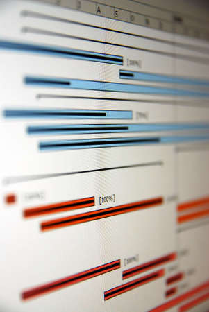 A Gantt chart is a type of bar chart that illustrates a project schedule.の写真素材
