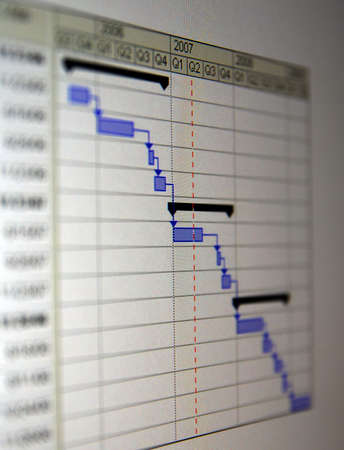 A Gantt chart is a type of bar chart that illustrates a project schedule.の写真素材