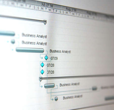 A Gantt chart is a type of bar chart that illustrates a project schedule.の写真素材