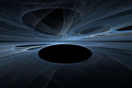 Horizontal abstract fractal on the black backgroundの写真素材