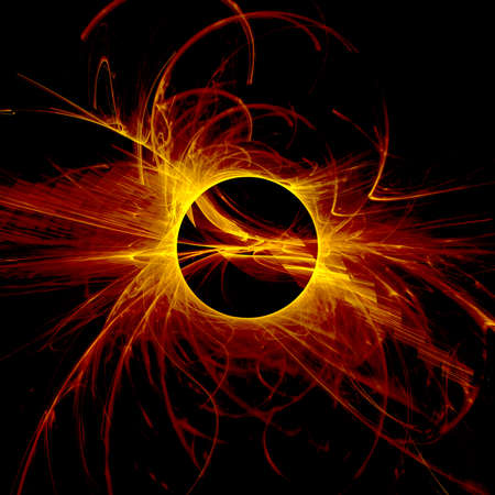 The eye of God  Solar Eclipse on black backgroundの写真素材