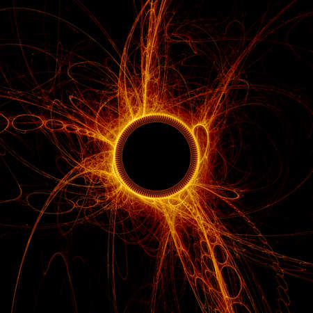 The eye of God  Solar Eclipse on black backgroundの写真素材