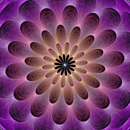 Abstract fractal image resembling a puffed colorful star flower の写真素材