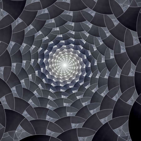 Abstract digital fractal spiral art on the black backgroundの写真素材