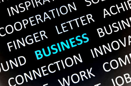 Background with words business. connection. letter, cooperation. work, view topの写真素材