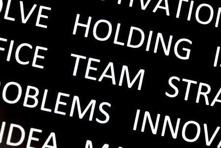 Background with words team, holding, problems, view top の写真素材