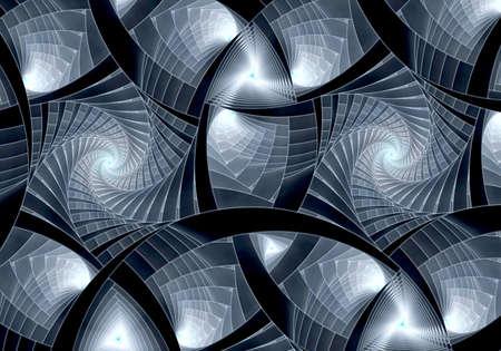 Abstract digital fractal spiral art on the black background