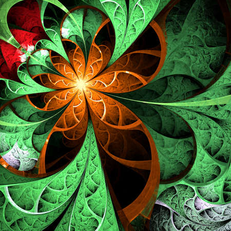 Dark green fractal flower, digital artwork graphic の写真素材